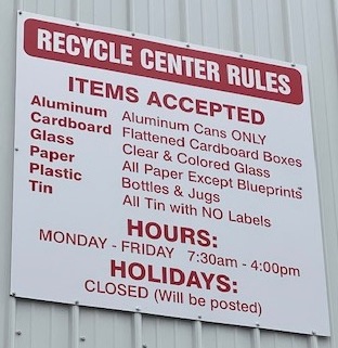 Recycle Center Sign